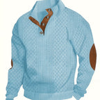 Ronan | Stand Collar Button Henley Sweater – front view
