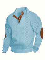 Ronan | Stand Collar Button Henley Sweater – front view