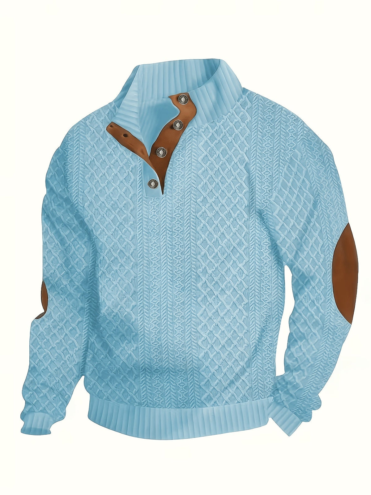 Ronan | Stand Collar Button Henley Sweater – front view