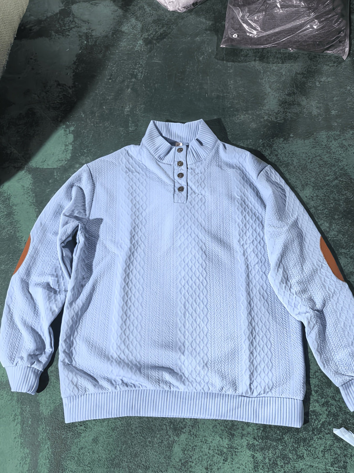 Ronan | Stand Collar Button Henley Sweater – front view
