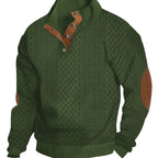 Ronan | Stand Collar Button Henley Sweater – front view