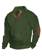 Ronan | Stand Collar Button Henley Sweater – front view