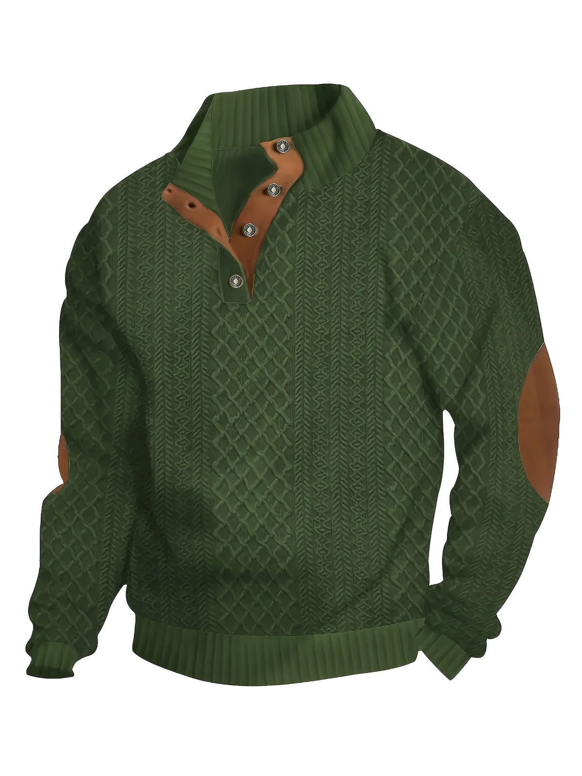 Ronan | Stand Collar Button Henley Sweater – front view