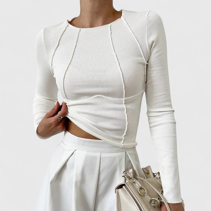 Rosa Comfortable Long Sleeve Top by Vera Noir, front view