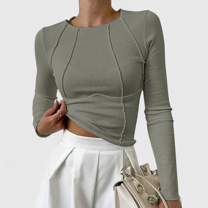 Rosa Comfortable Long Sleeve Top by Vera Noir, styled outfit view