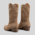 Rosalba | Perforated Mid-Calf Cowboy Boots – back view
