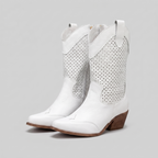 Rosalba | Perforated Mid-Calf Cowboy Boots – detail view