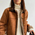 Rosali Buttoned Sheepskin Jacket – styled view