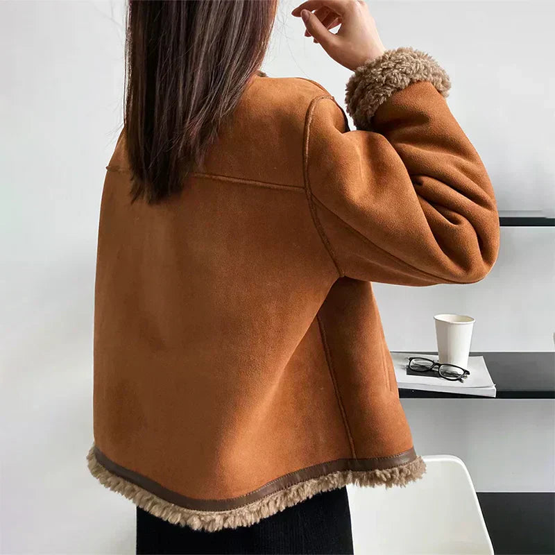Rosali Buttoned Sheepskin Jacket – side view