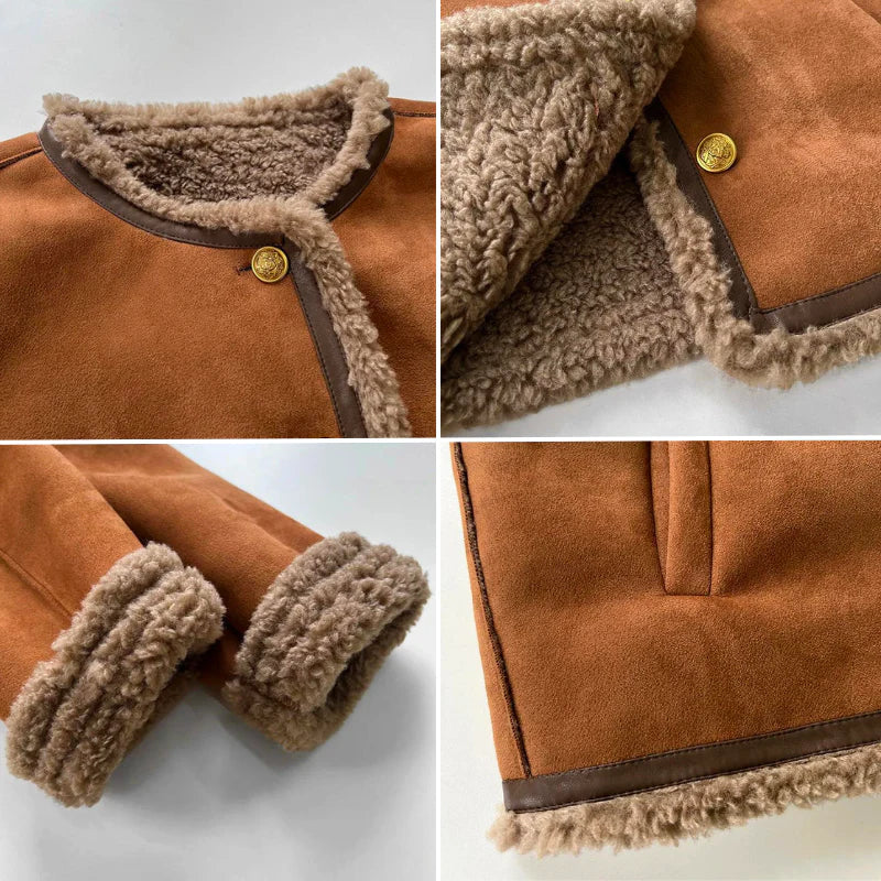 Rosali Buttoned Sheepskin Jacket – close-up