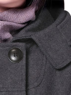 Rosanna | Hooded Double-Breasted Mid-Length Coat – button close-up