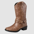 Roscoe western leather cowboy boots, front view, pointed toe detail