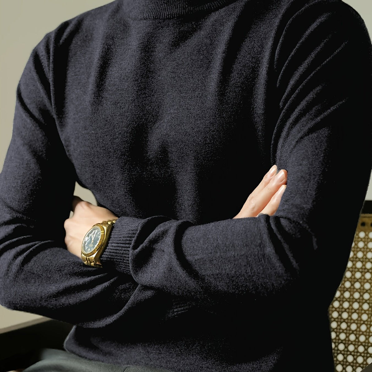 Russell | Refined Mock-Neck Sweater – styled view