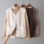 Ruth Sherpa Fleece Button-Front Vest by Vera Noir – side view