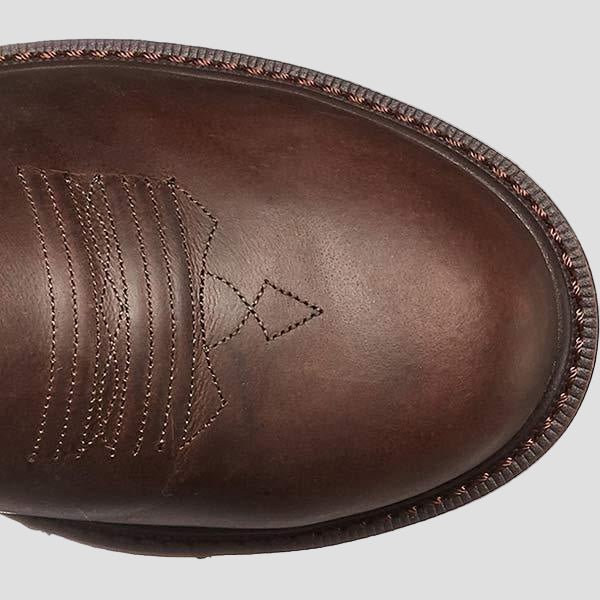 Ryder western cowboy boots, side view showing stacked heel