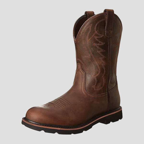 Ryder western cowboy boots, close-up of leather stitching