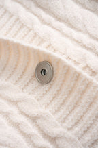 Sable Hooded Cable-Knit Denim Cardigan by Vera Noir – detail view