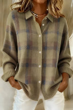 Sarah Brushed Plaid Button-Front Cardigan – styled view