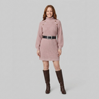 Saskia | Turtleneck A-Line Knit Sweater Dress – front view