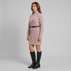 Saskia | Turtleneck A-Line Knit Sweater Dress – side view