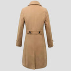 Sawyer Solid Notch Lapel Double-Breasted Coat – front view