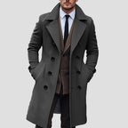 Sawyer Solid Notch Lapel Double-Breasted Coat – styled view
