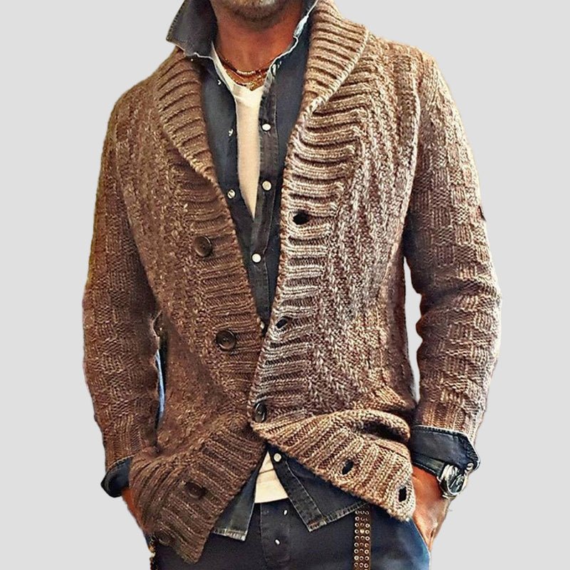 Sebastian Vintage Lapel Knit Cardigan – front view