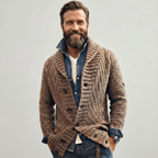 Sebastian Vintage Lapel Knit Cardigan – styled view