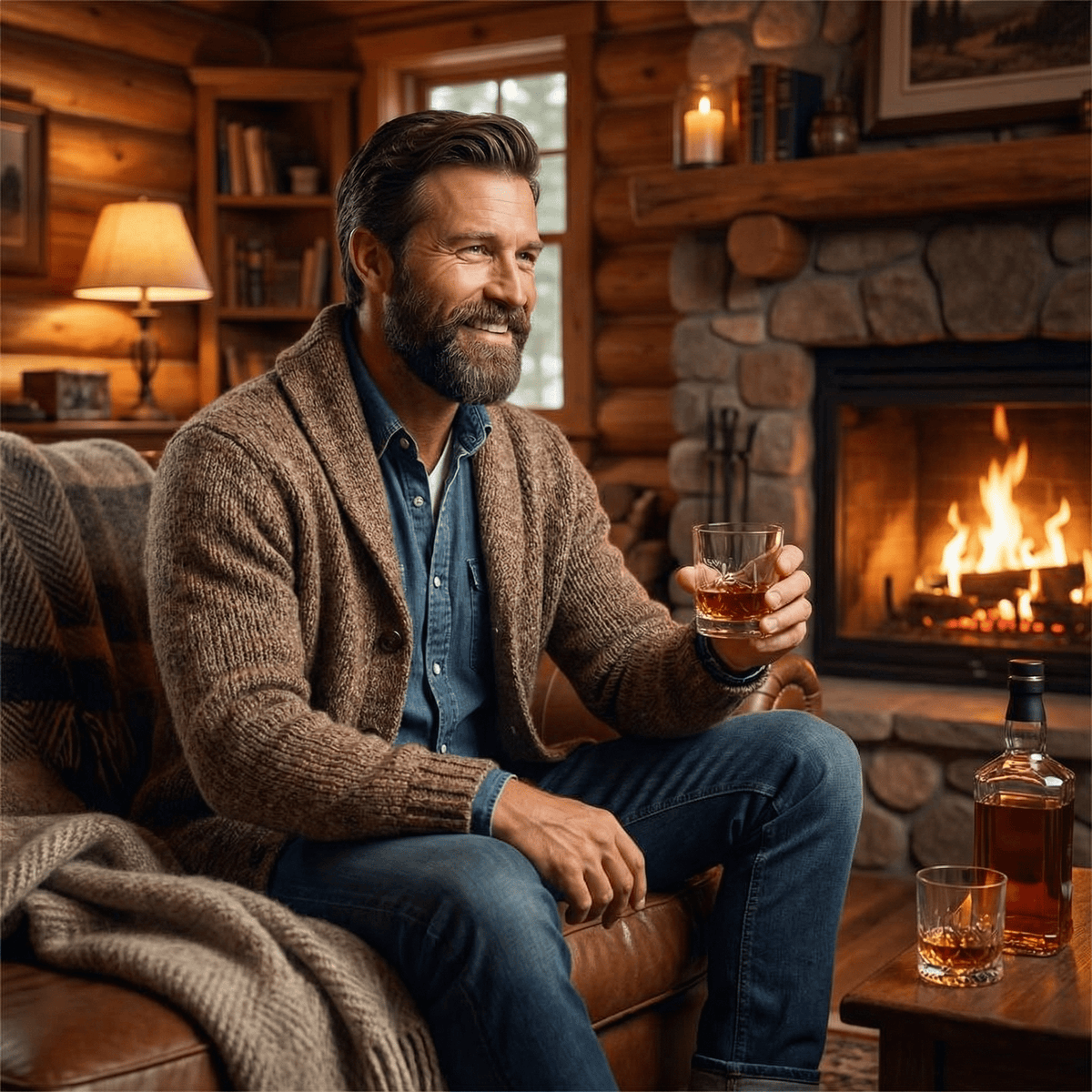 Sebastian Vintage Lapel Knit Cardigan – side view