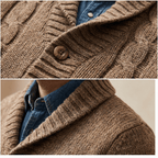 Sebastian Vintage Lapel Knit Cardigan – close-up