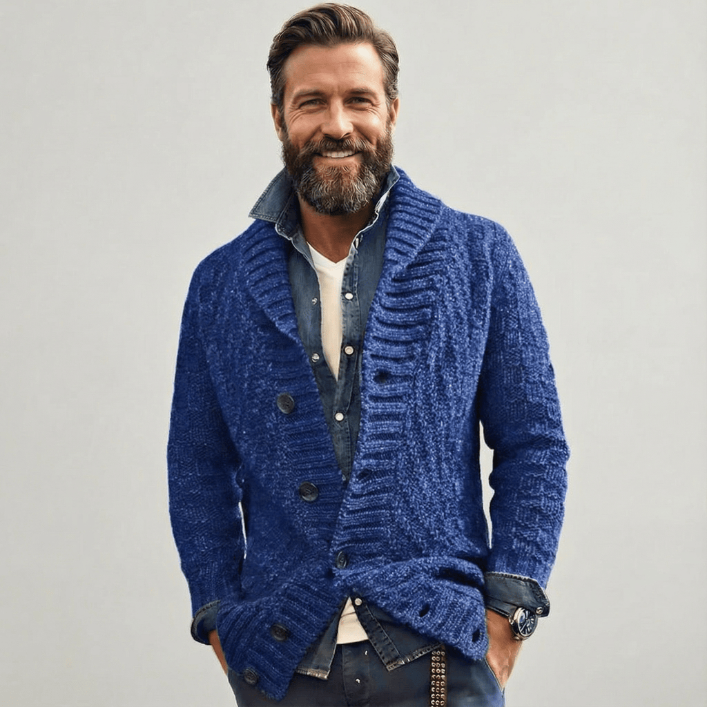 Sebastian Vintage Lapel Knit Cardigan – front view