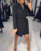 Selinavora Fitted Suit Collar Dress – back view