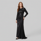 Serena | Sequin-Spliced Floor-Length Maxi Dress by Vera Noir – side view