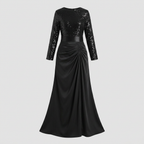 Serena | Sequin-Spliced Floor-Length Maxi Dress by Vera Noir – detail view
