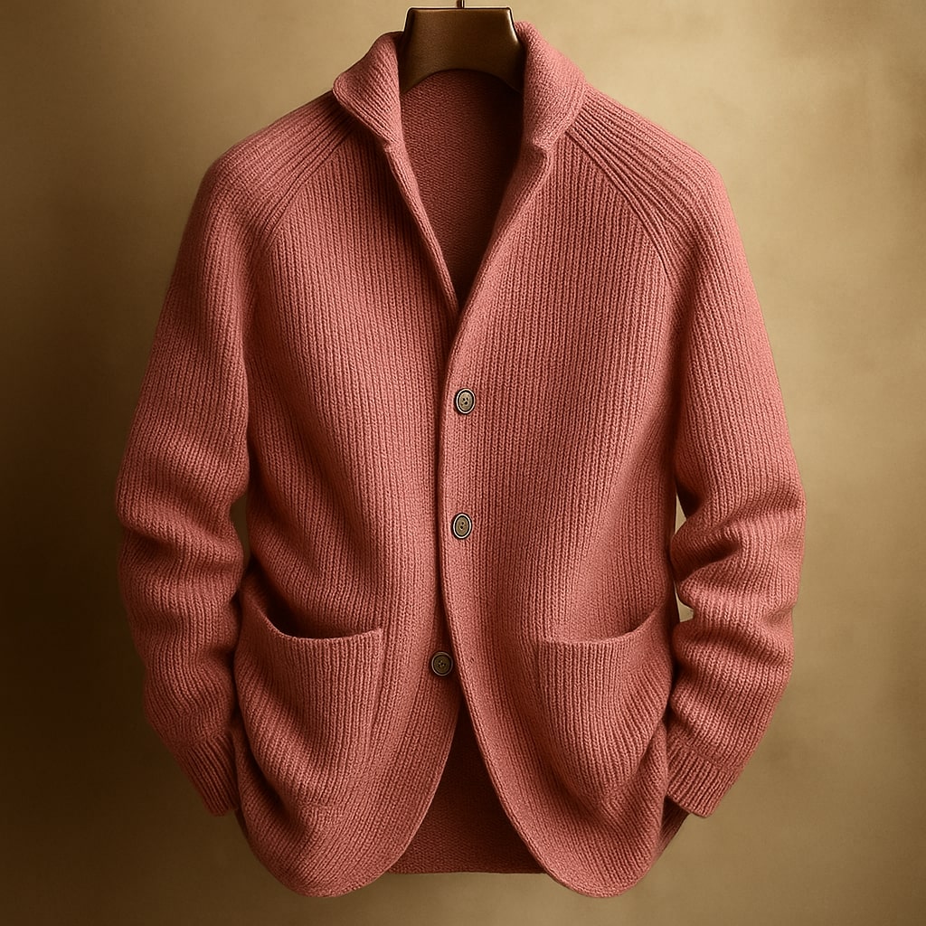 Silvio Men's Lightweight Knit Cardigan by Vera Noir – front view