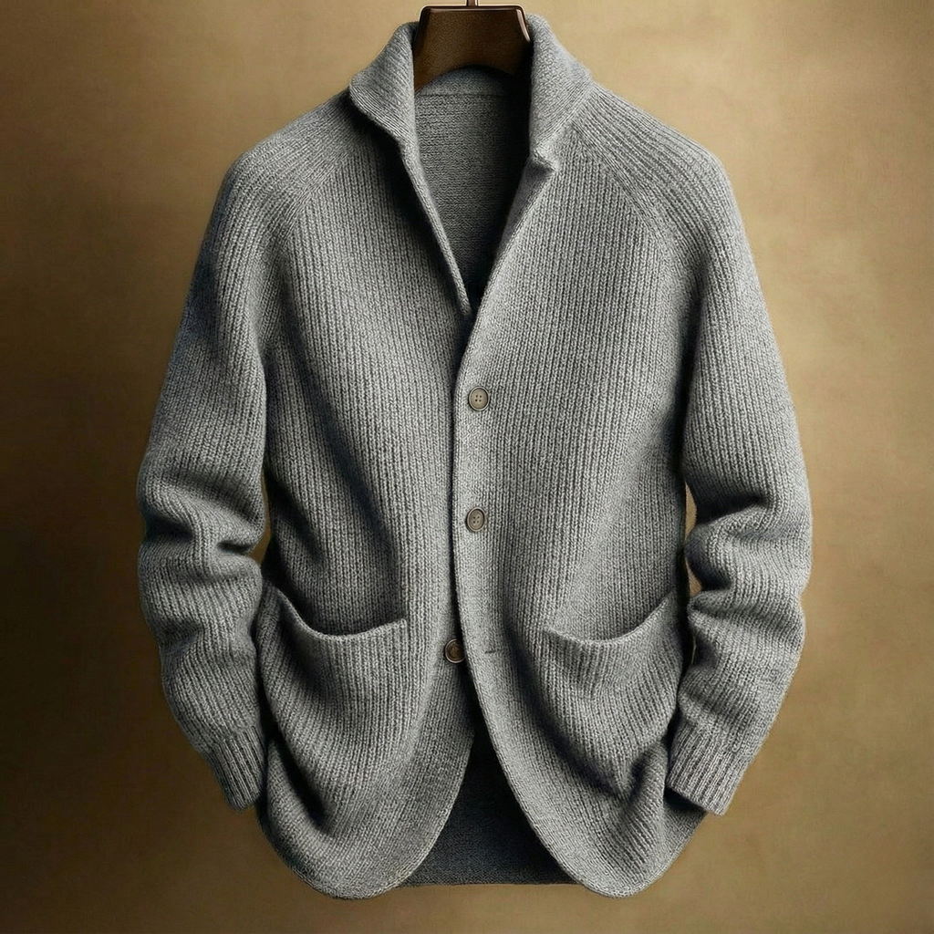 Silvio Men's Lightweight Knit Cardigan by Vera Noir – styled view
