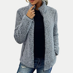 Sima Fleece Jacket by Vera Noir, worn full-length view