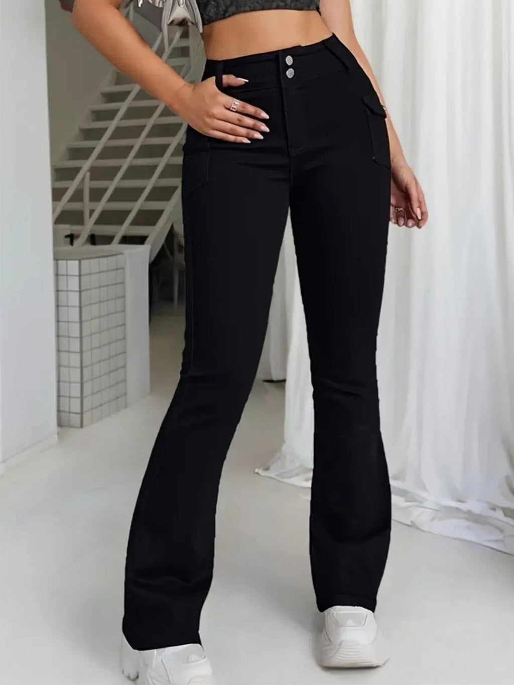 Simone flared denim pants, front view