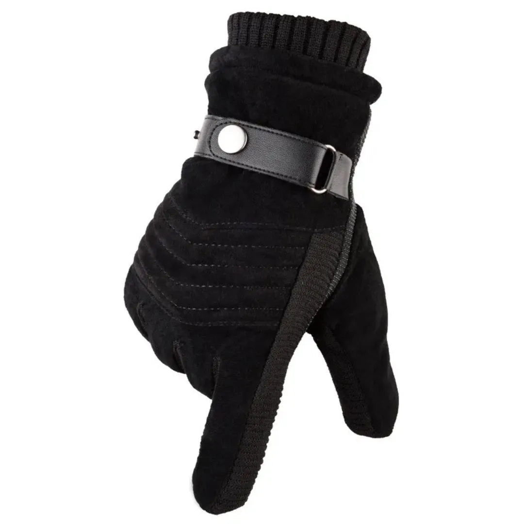 Sleek Winter Gloves in black – detail view