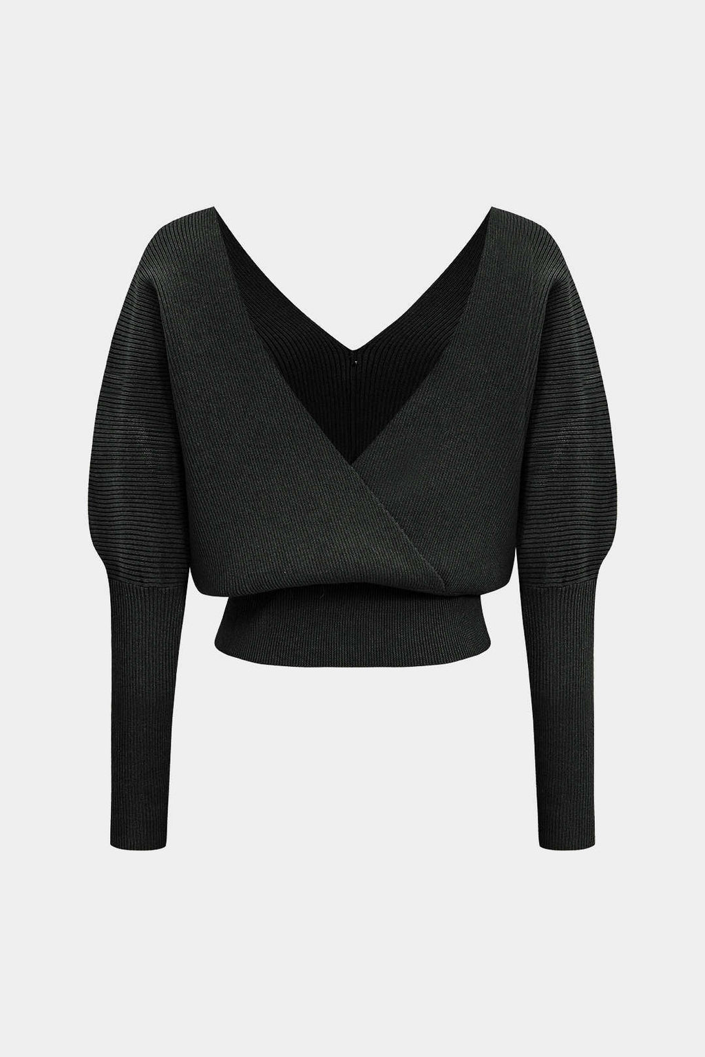Solid Button V-Neck Knit Sweater – detail view