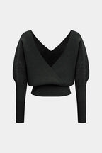 Solid Button V-Neck Knit Sweater – detail view