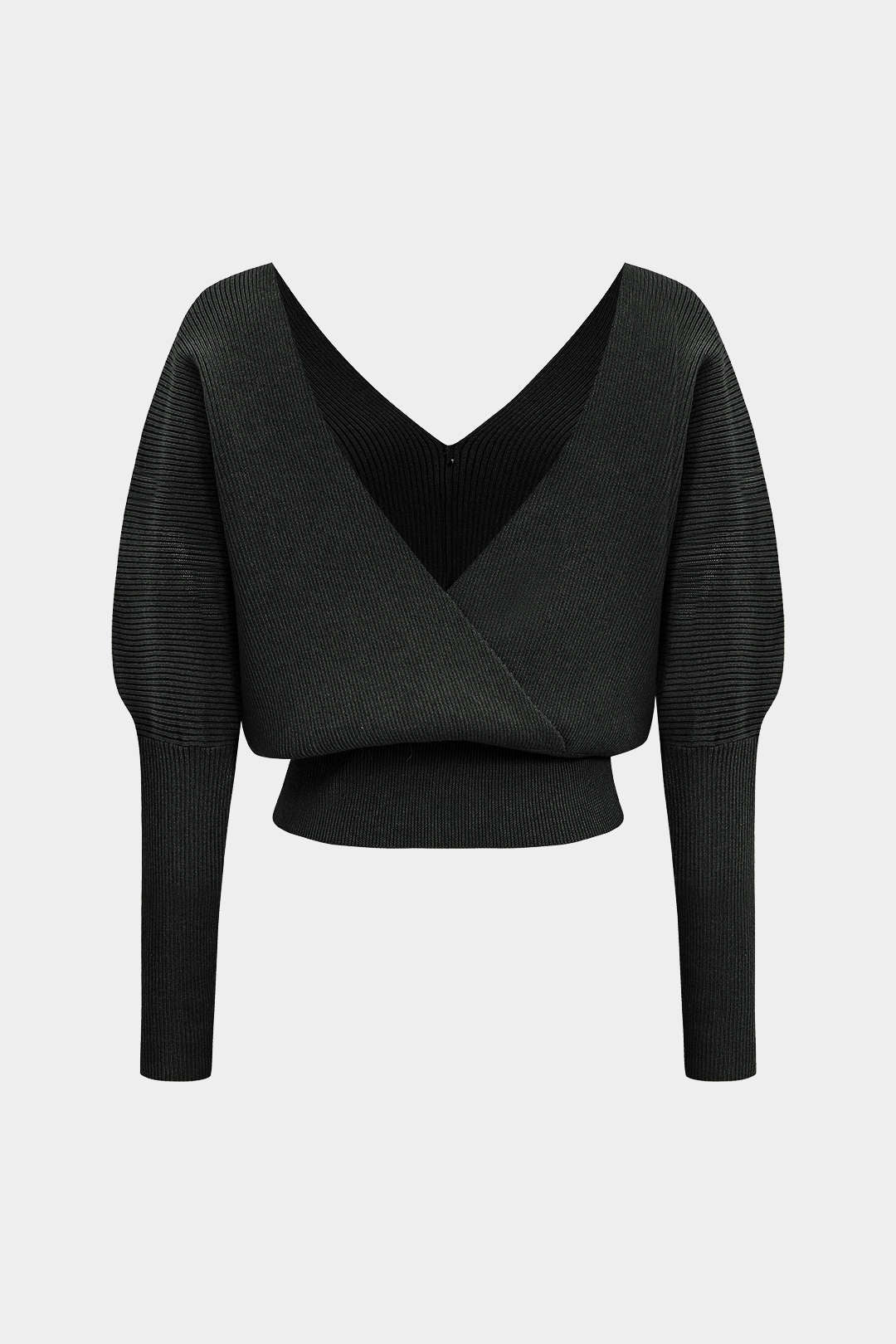 Solid Button V-Neck Knit Sweater – detail view