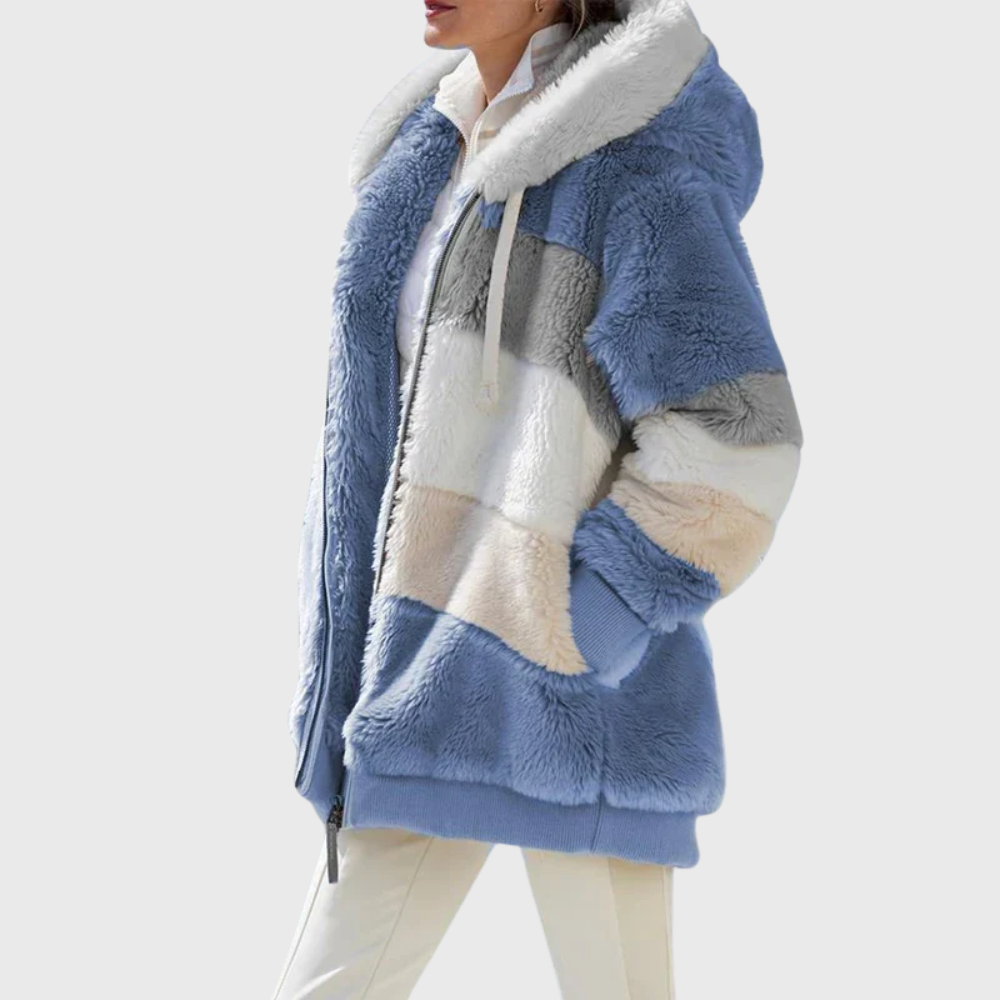Solvana | Elegant Multicolour Warm Puffer Jacket – side view