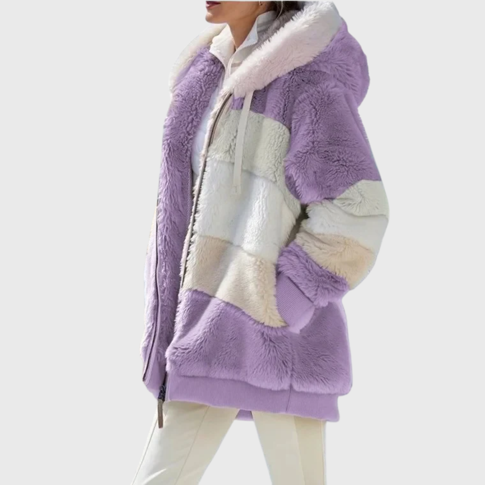 Solvana | Elegant Multicolour Warm Puffer Jacket – side view