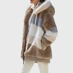 Solvana | Elegant Multicolour Warm Puffer Jacket – side view
