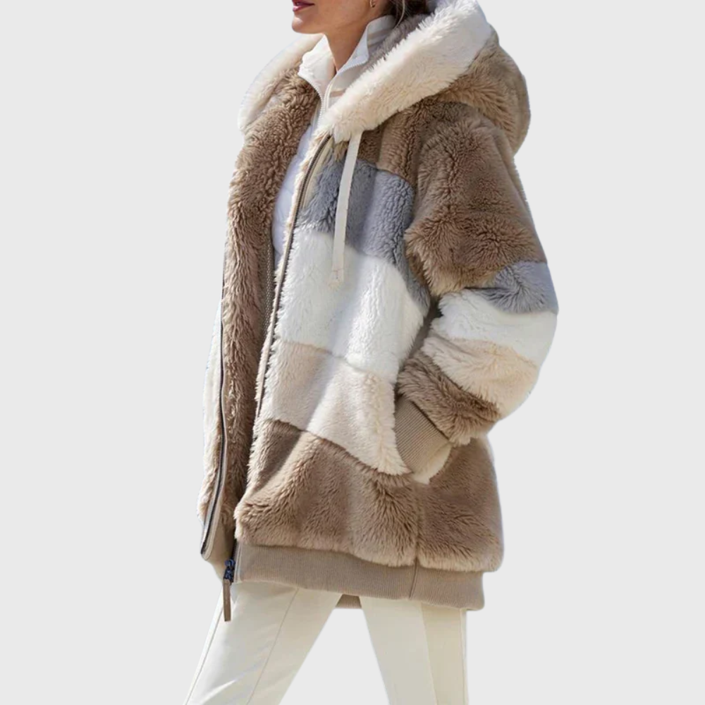 Solvana | Elegant Multicolour Warm Puffer Jacket – side view