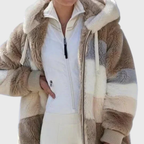 Solvana | Elegant Multicolour Warm Puffer Jacket – front view
