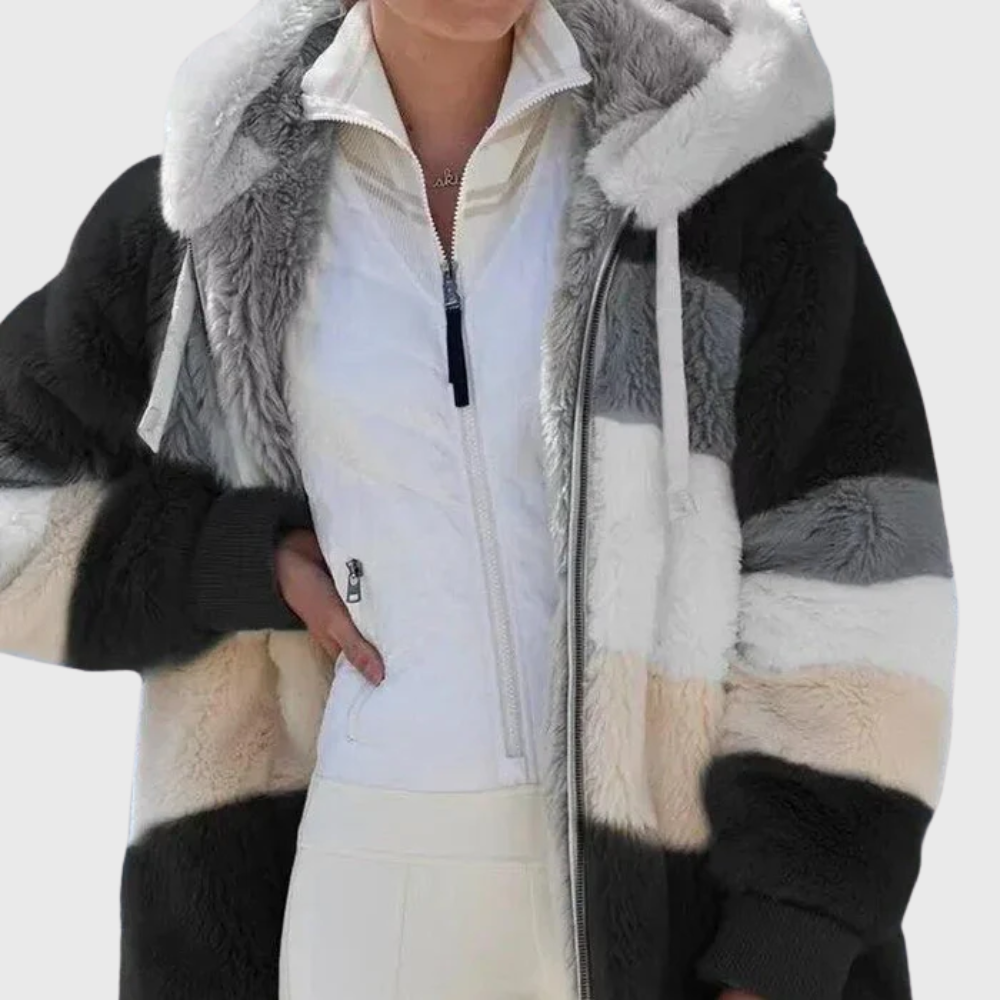 Solvana | Elegant Multicolour Warm Puffer Jacket – front view
