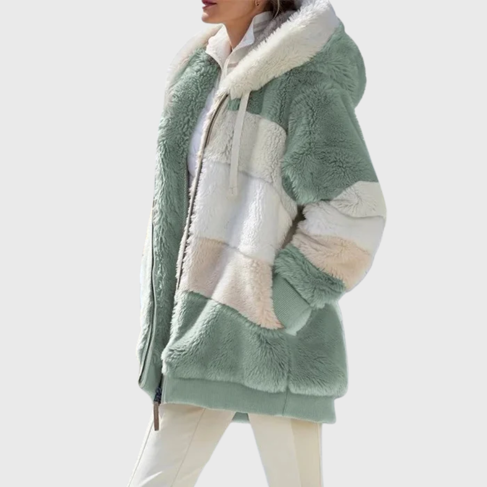Solvana | Elegant Multicolour Warm Puffer Jacket – side view