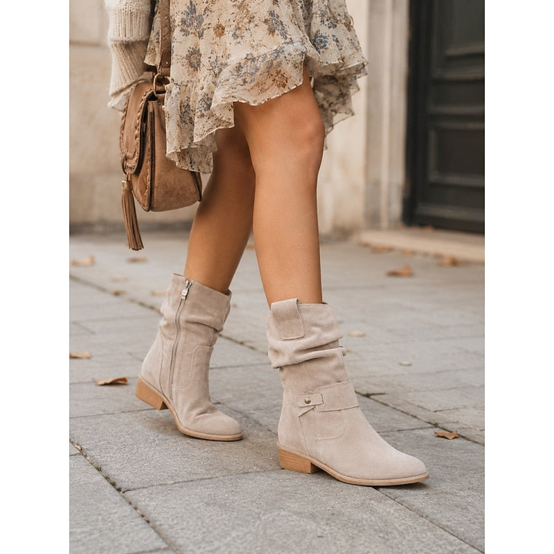 Solvei | Slouchy Buckle Ankle Boots – side view